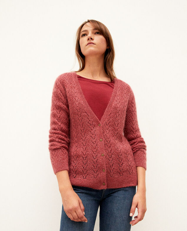 Cárdigan con mohair Earth red