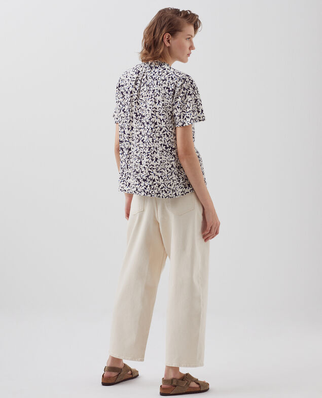 Blusa fluida de manga corta H000 petal blue