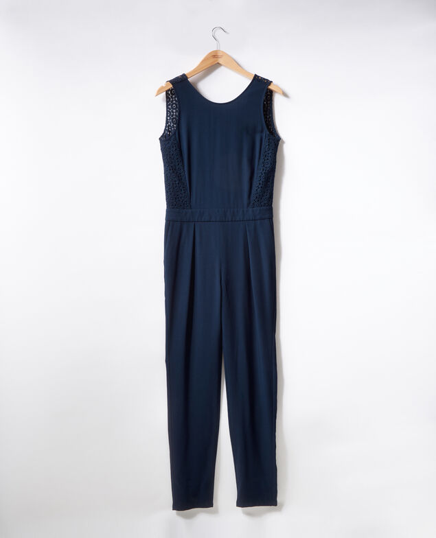 Mono con espalda de encaje Navy