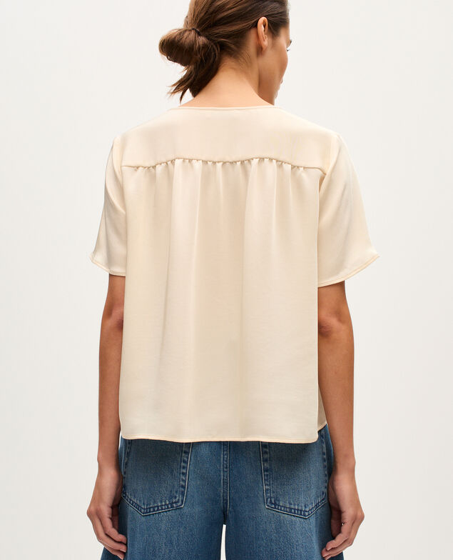 Blusa fluida con cuello de pico J300 natural