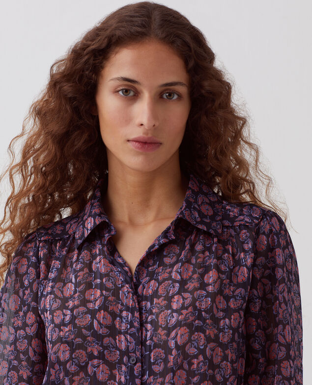 Camisa fluida de manga larga I691 indienne navy