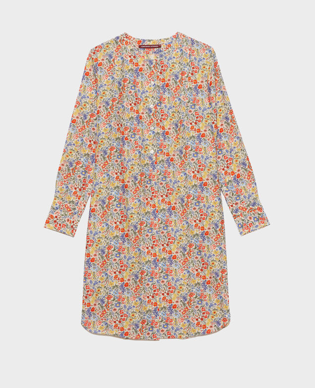 Vestido camisero de algodón y seda Prairie gardenia