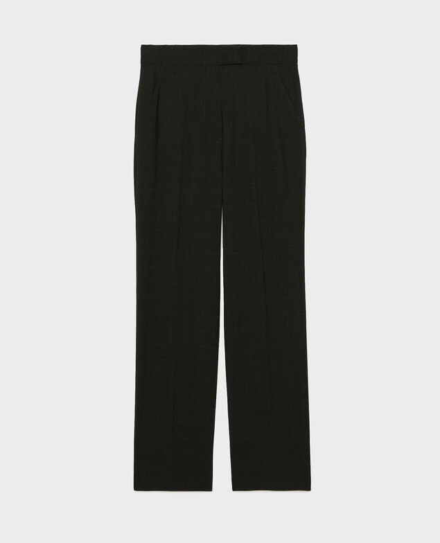 MARCELLE - Pantalón recto de lana príncipe de Gales Check-wool-pattern-tailoring