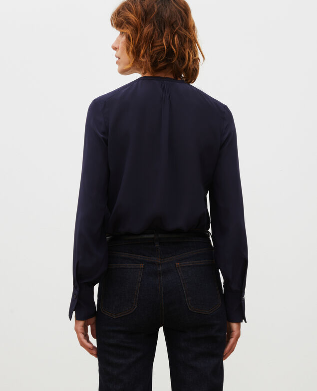 Camisa fluida de seda con manga larga Night sky