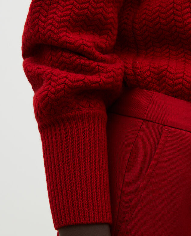 Jersey de lana con cuello redondo, trenzas y espigas Royale red
