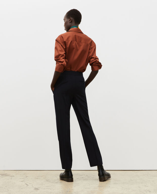 MARCELLE - Pantalón de traje de lana recto Night sky