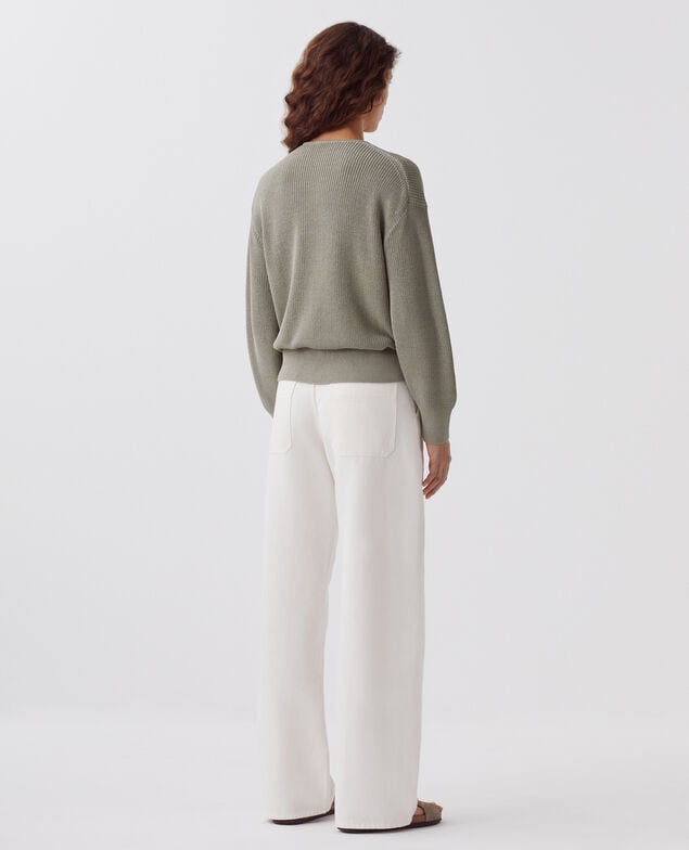 Jersey de algodón y cuello de pico J050 shadow gray