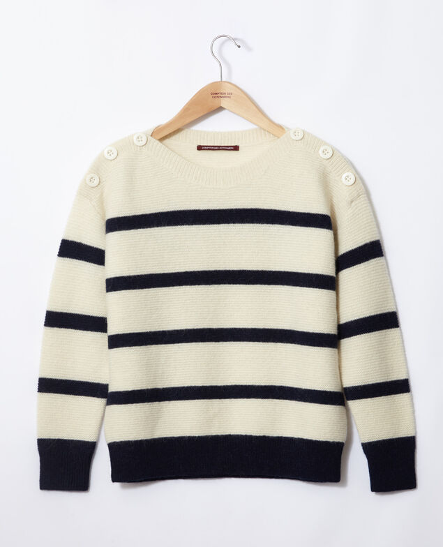 Jersey de cuello barco Off white/peacoat