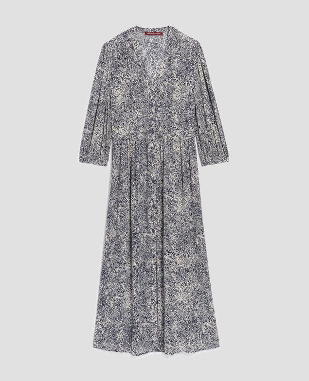 Vestido largo fluido H690 micro fl navy