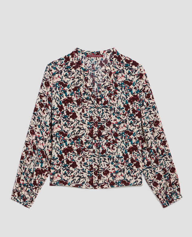 Camisa de manga larga fluida J751 leaf burgundy