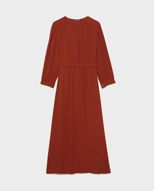 Vestido largo fluido con cinturón Umber