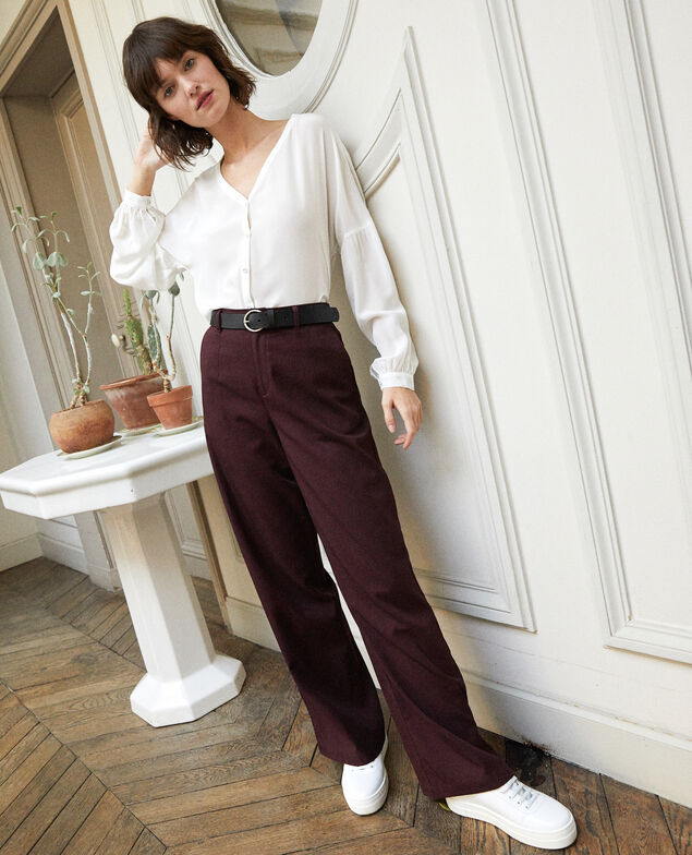 Blusa con escote de pico Blanco