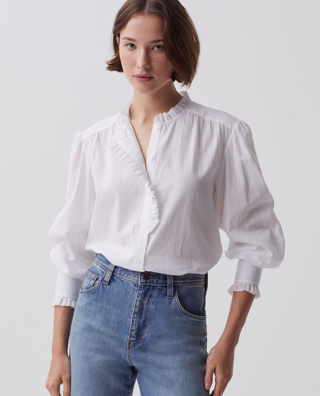 Camisa de manga larga de algodón H013 gardenia