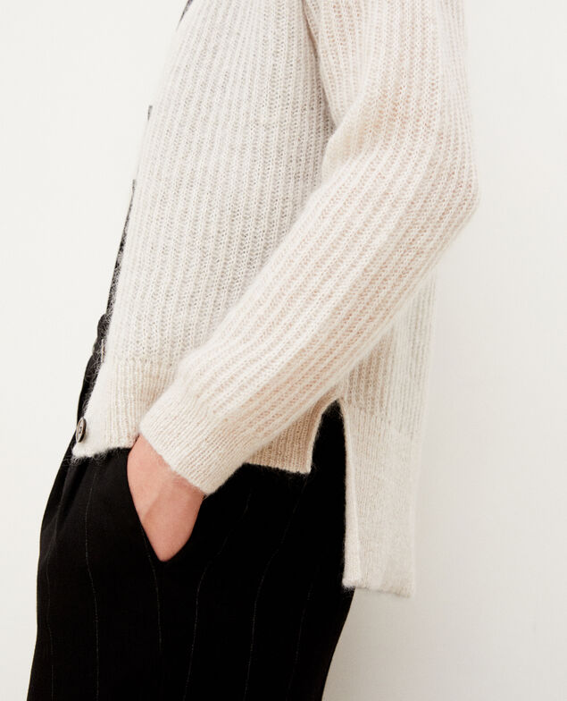 Cárdigan con mohair Silver gray/off white/lurex