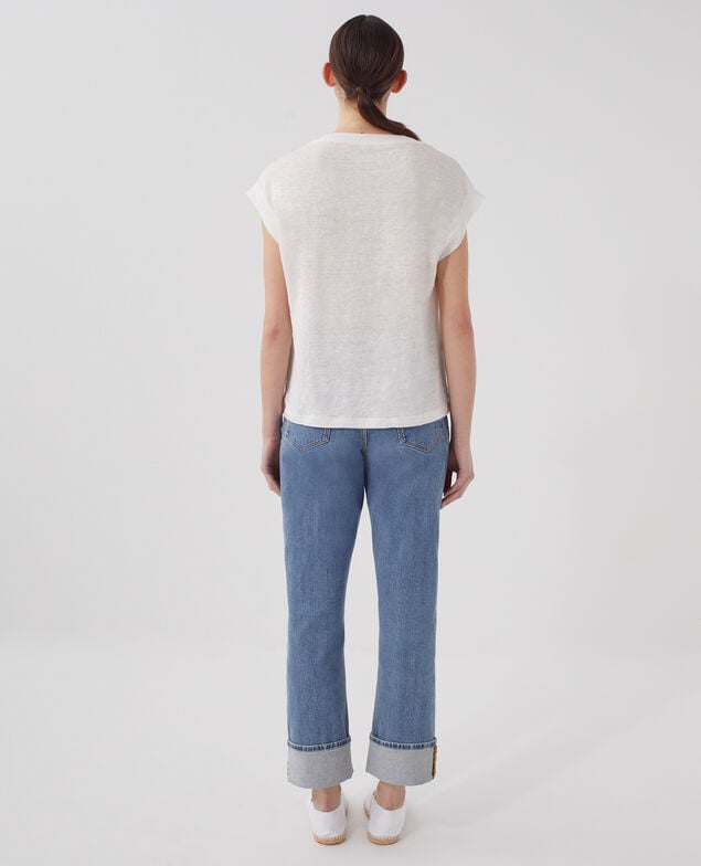 KARO - Camiseta corte caja de lino U010 off white