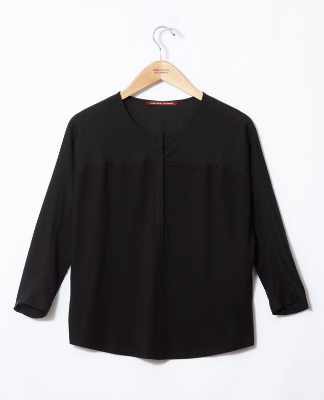 Camiseta de dos tejidos Noir