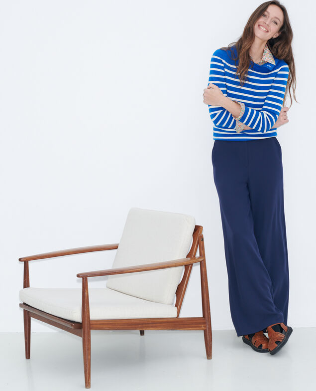 YVONNE - Pantalón con ancho talle alto Night sky