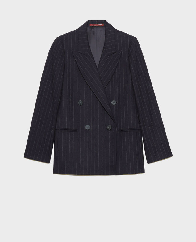 Blazer cruzado de lana Stripes night sky