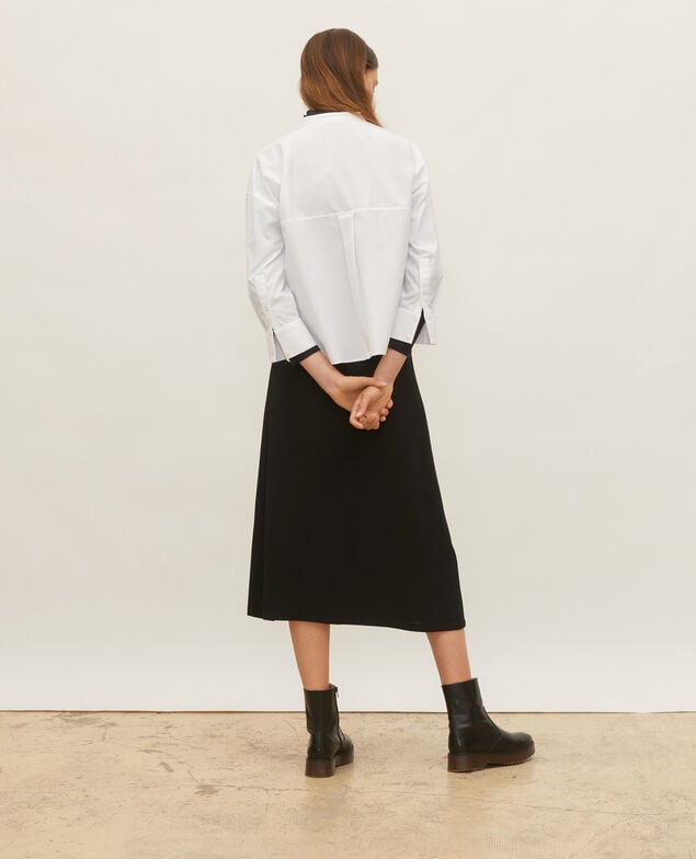 Camisa sin cuello de popelina de algodón. Optical white