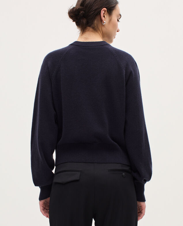 Jersey con cuello redondo de cachemir K691 navy st gray