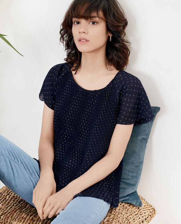Blusa plisada Ring dots marine
