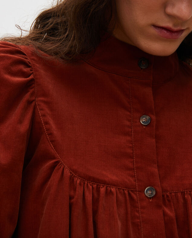 Vestido amplio de terciopelo con pechera  Brandy brown