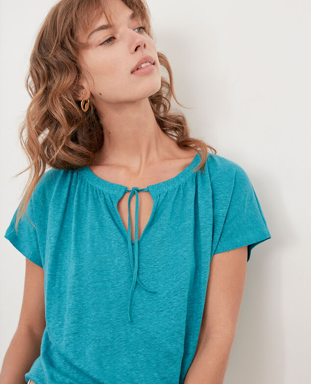 Camiseta de lino Pacific green
