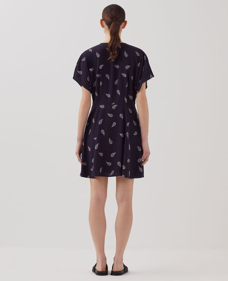 Vestido corto fluido J693 ma paisley navy