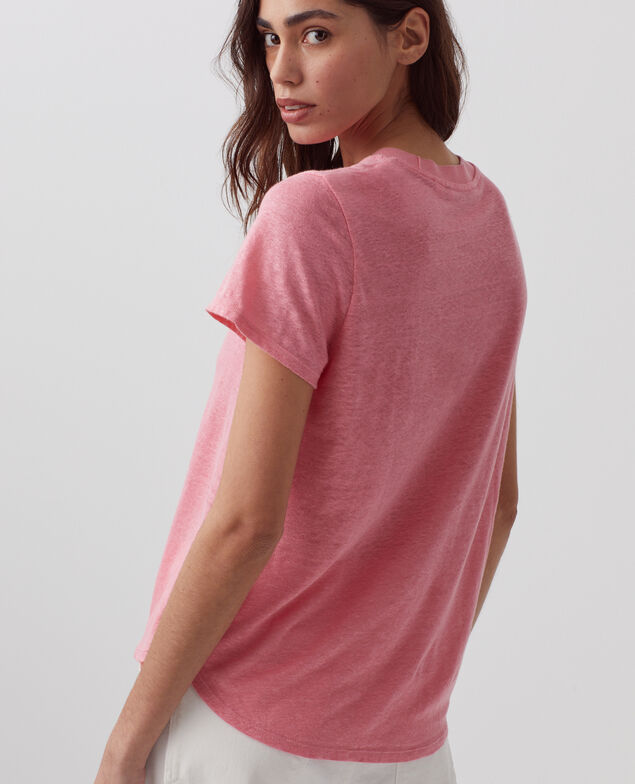 AMANDINE - Camiseta con cuello redondo de lino H110 lantana