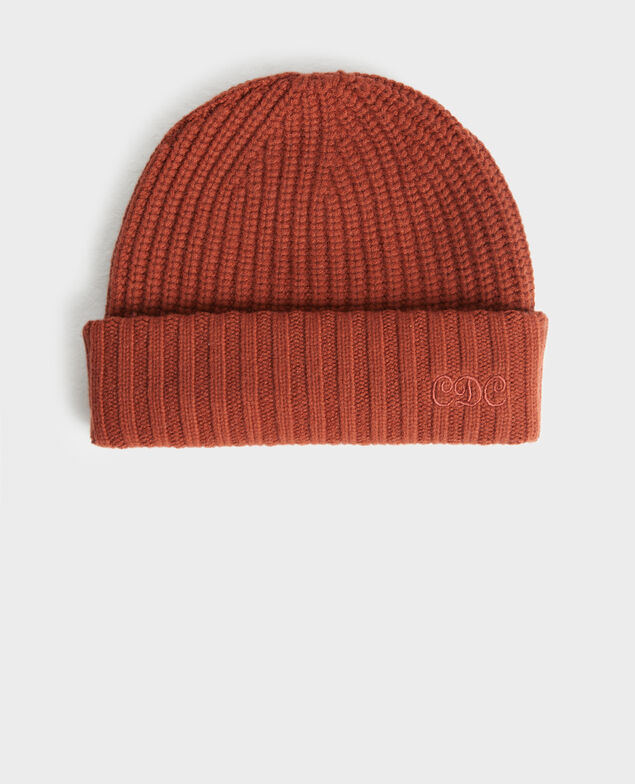 Gorro de lana con las letras "CDC" bordadas Brandy brown