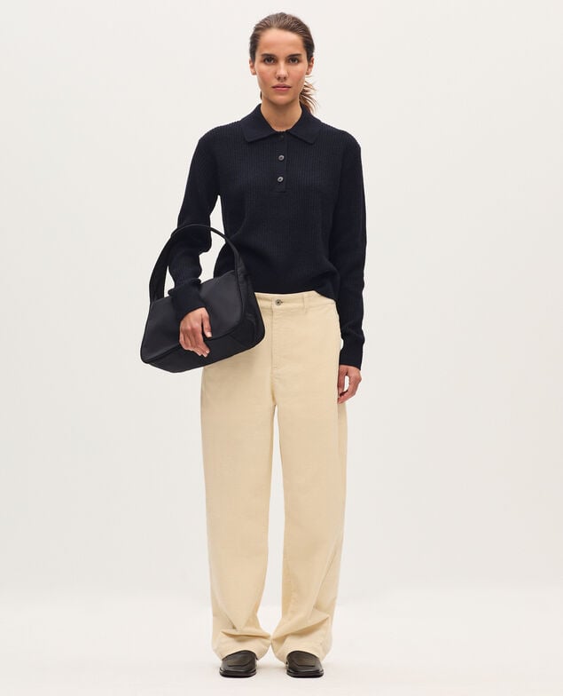 Pantalón barrel de pana U010 off white