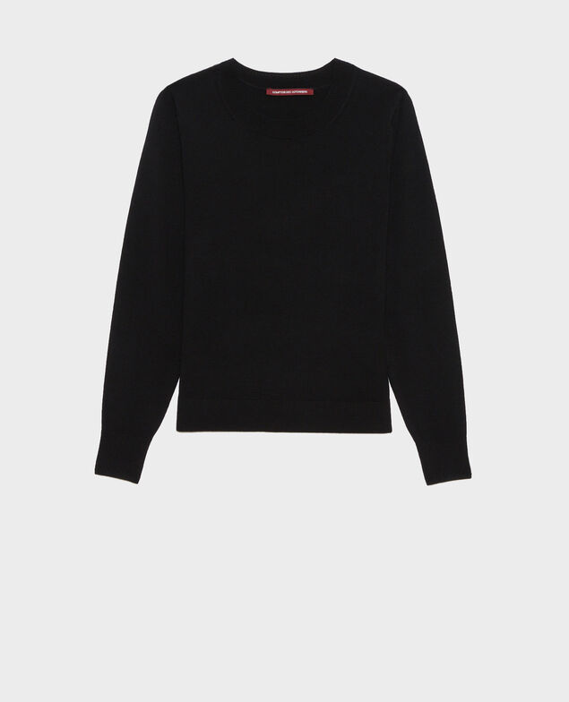 Jersey cuello redondo de lana merino Black beauty