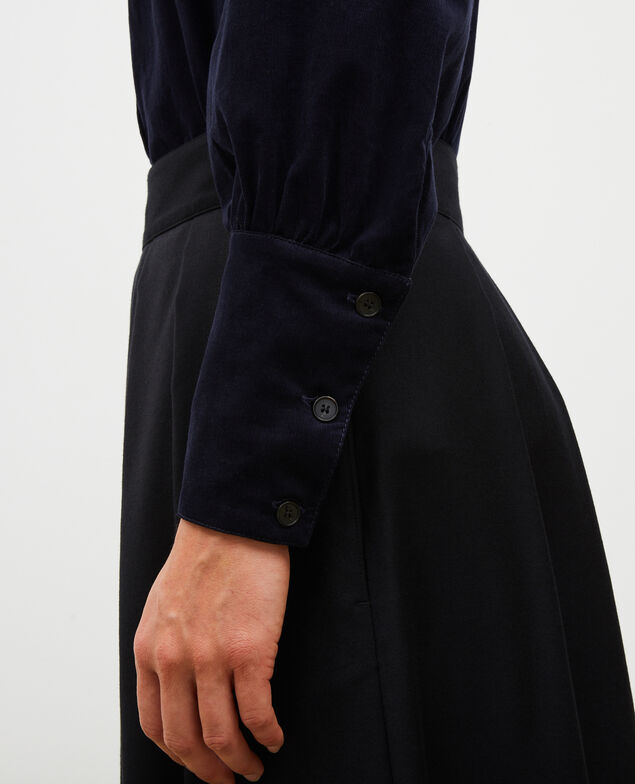 Camisa de terciopelo con pechera Night sky