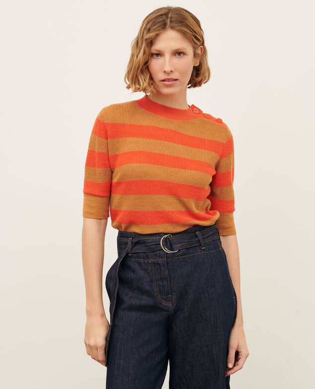 Jersey con manga corta de lino 0240 tiger lily stripes