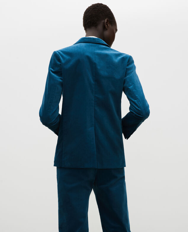 Blazer de  terciopelo con dos botones Blue coral