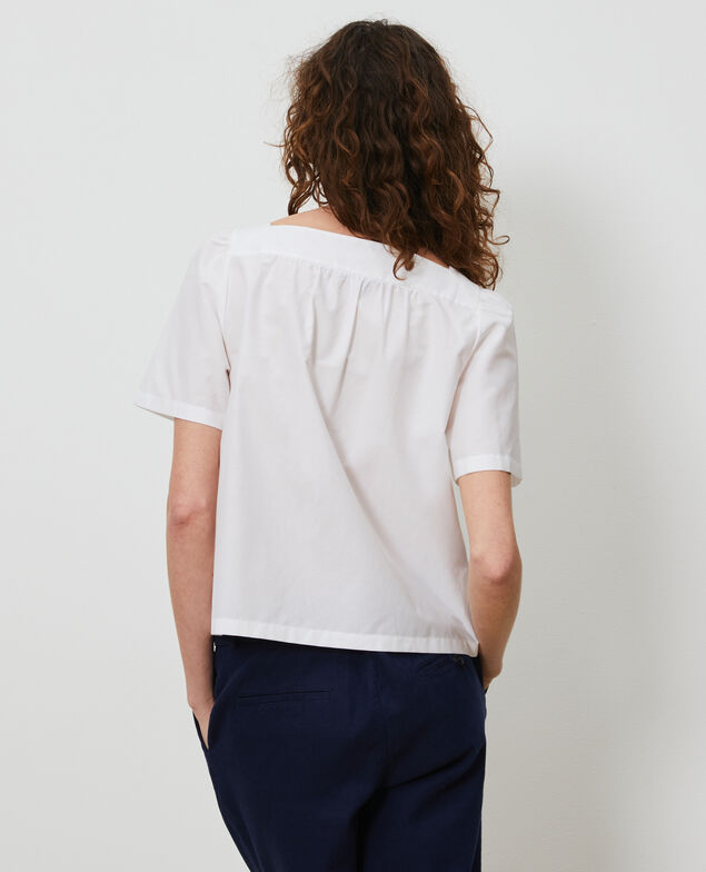 Top de seda y algodón Brilliant white