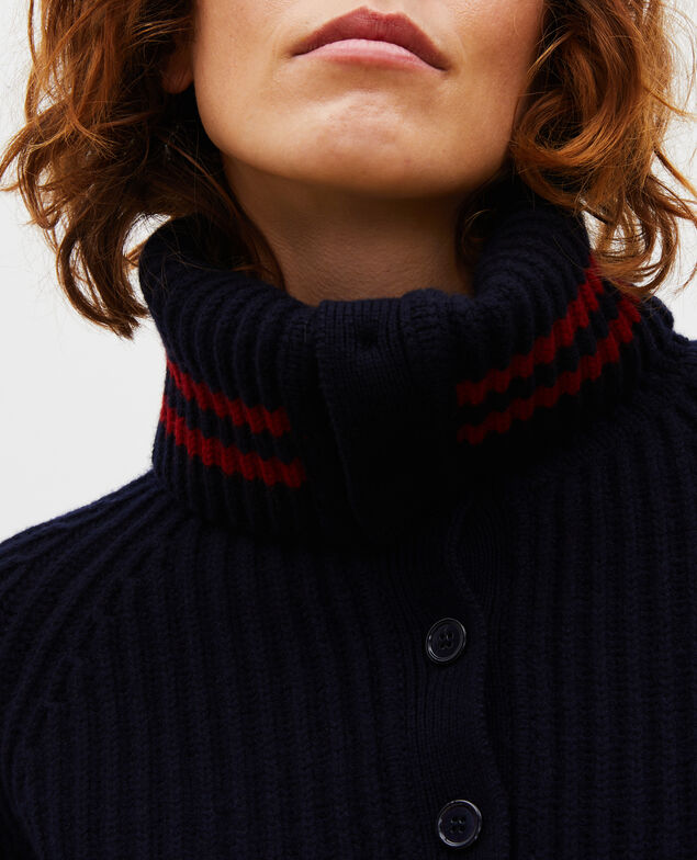 Jersey ancho cuello alto con cremallera de lana Night sky