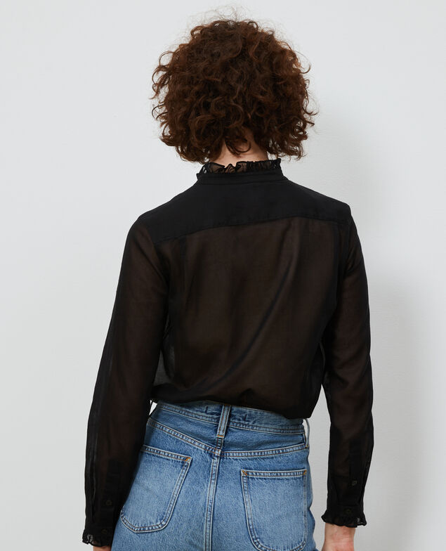 Camisa con cuello de volantes Black beauty