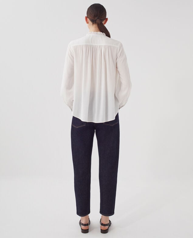 Blusa con detalles de volantes H013 gardenia