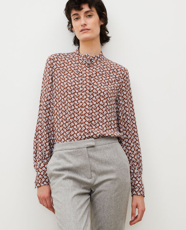  Blusa con manga larga y estampado floral Print fleurettes tortoise shell