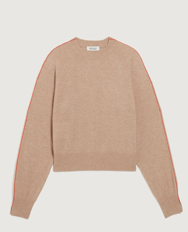 Jersey con cuello redondo de cachemir K321 tan st pumpkin