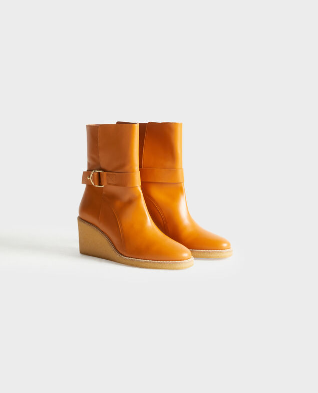Botines de cuero con plataforma 4249 camel