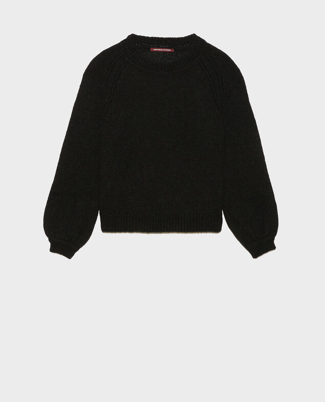Jersey ancho de lana con escote de barco Black beauty