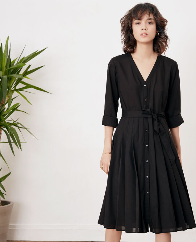 Vestido con plisado Noir