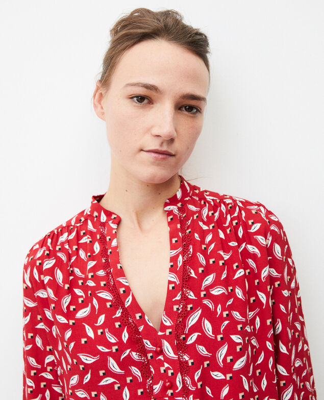 Blusa con cuello tunecino Earth red