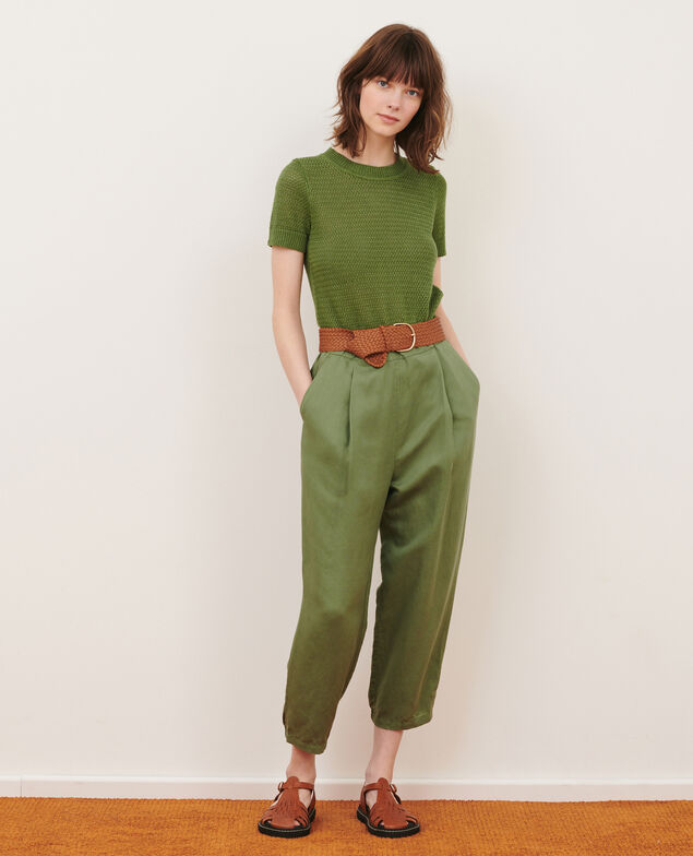 Jersey de lino con manga corta 52 green