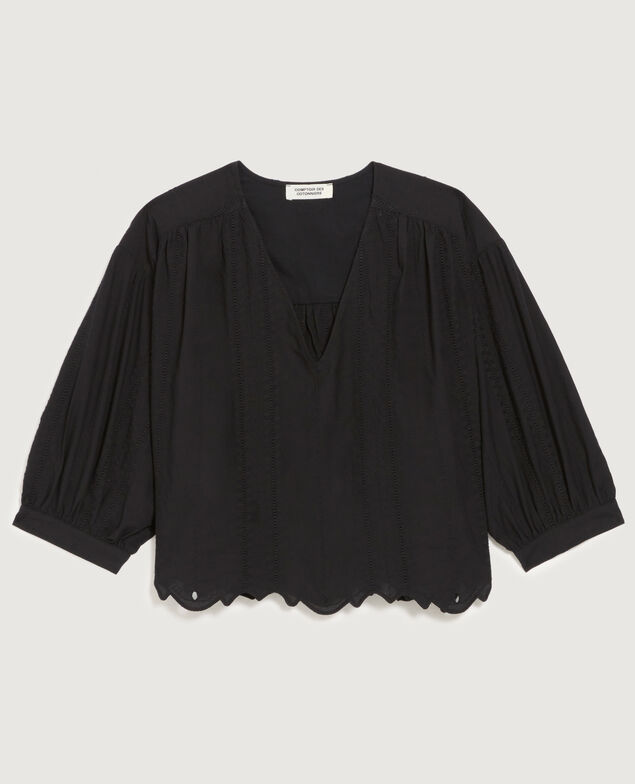 Blusa bordada de algodón H091 black beauty