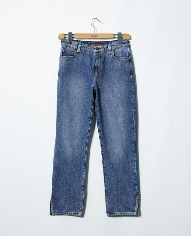 Jeans straight con abertura Vintage wash