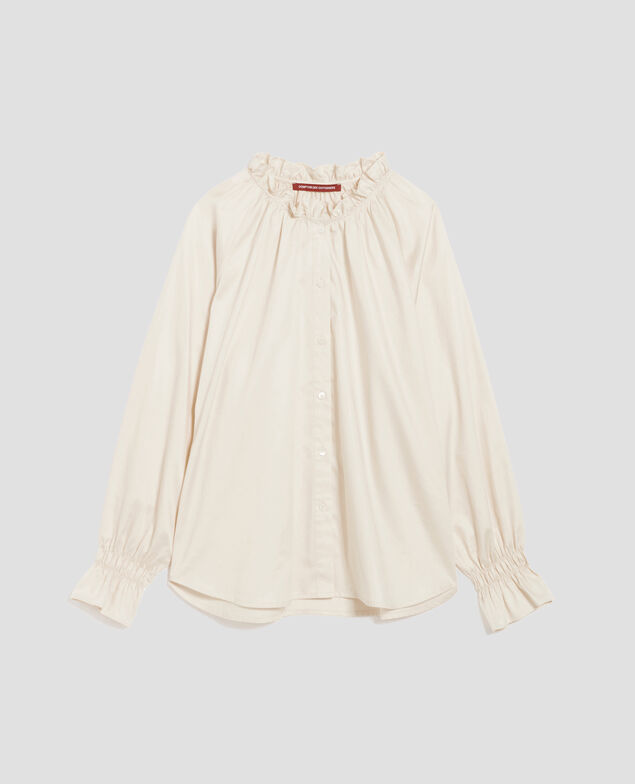Camisa con cuello de volantes I300 pearled ivory