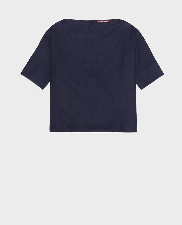 Top amplio de lino Maritime blue
